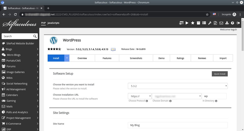 directadmin-softaculous-install-wordpress
